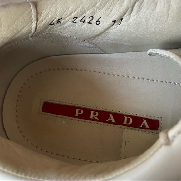 Prada White Black Leather Sneakers - Picture 11 of 13